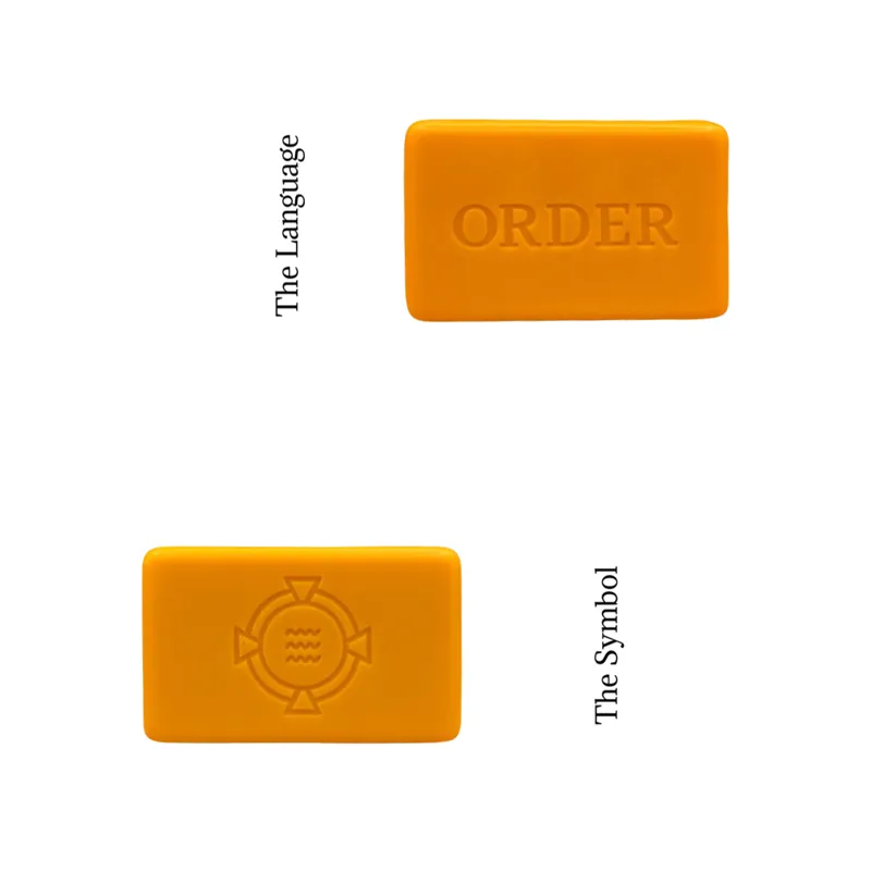 Two sides of an Order Soap bar